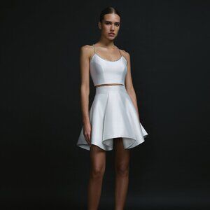 Silk Wool Flared Mini Skirt